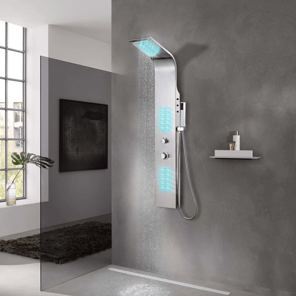 vidaXL dušipaneeli süsteem, roostevaba teras, kumer