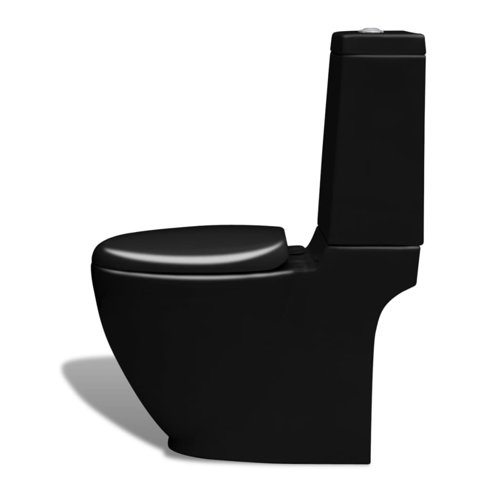 Põrandal seisva tualettpoti ja bidee komplekt, must, keraamiline