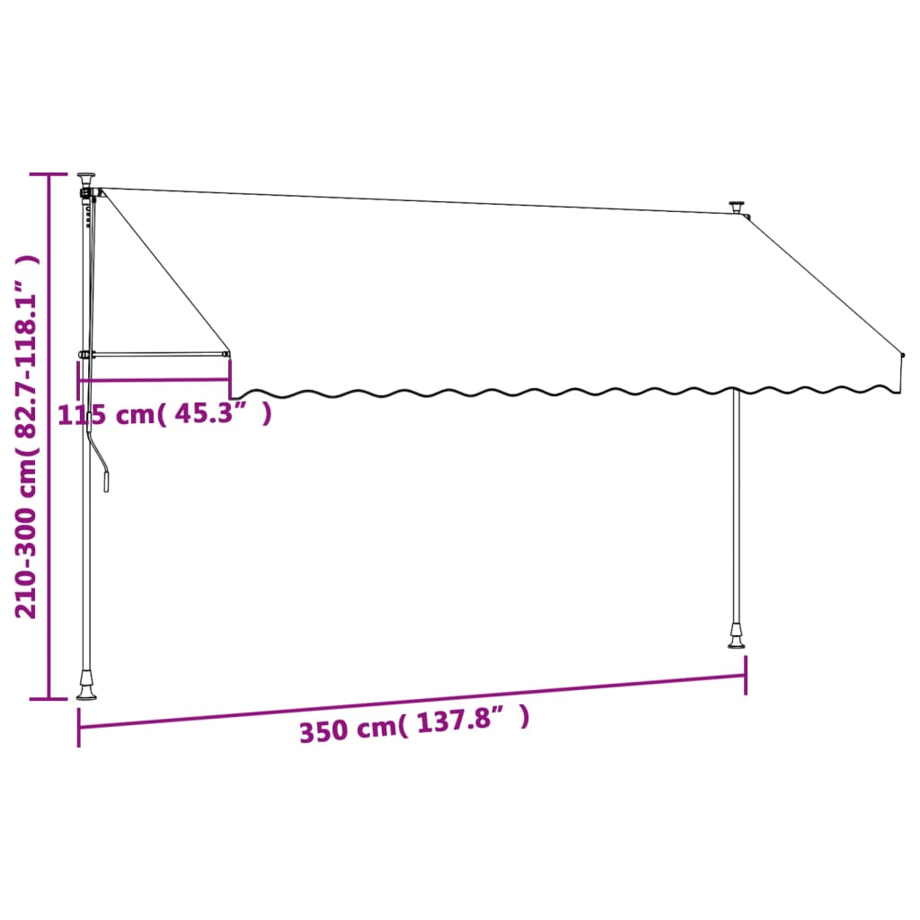 vidaXL sissetõmmatav varikatus antratsiithall, 350x150cm, kangas/teras