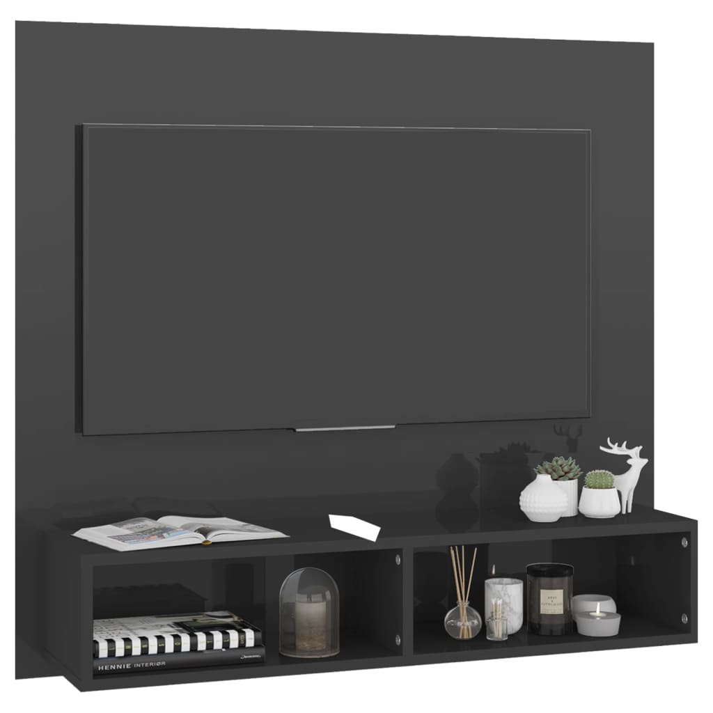 vidaXL TV-seinakapp, kõrgläikega hall, 102x23,5x90 cm, puitlaastplaat