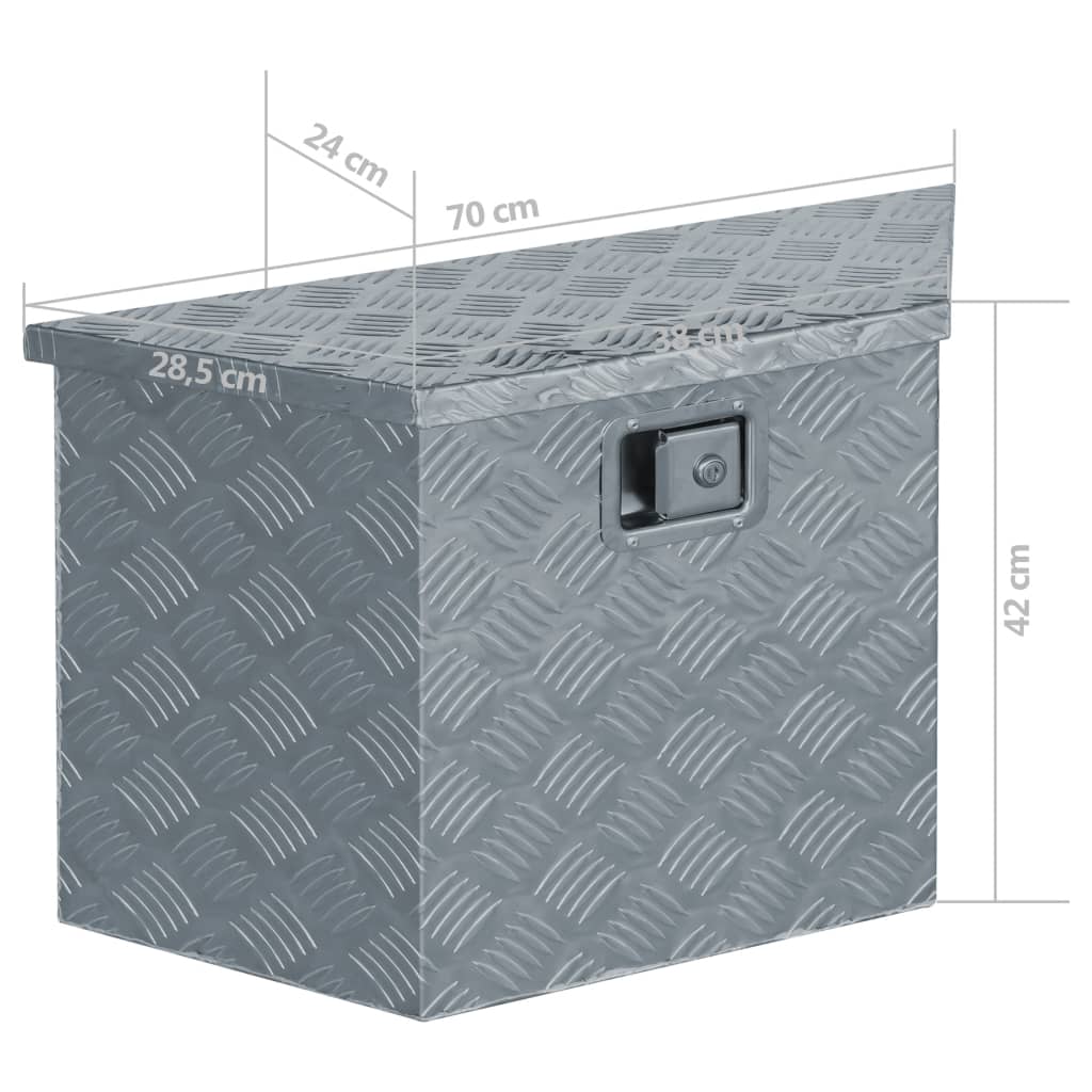 vidaXL alumiiniumist kast 70 x 24 x 42 cm, trapetsikujuline, hõbedane