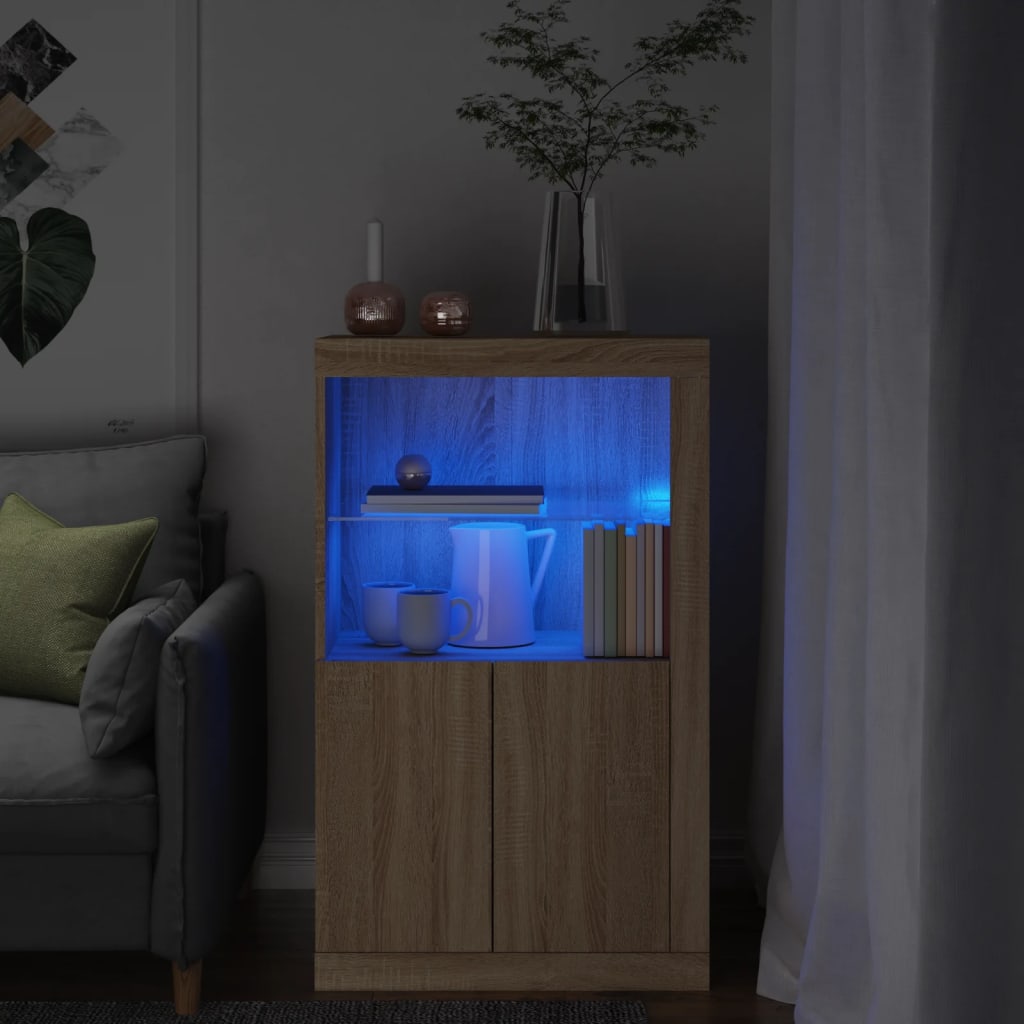 vidaXL külgkapp LED-valgustusega, Sonoma tamm, tehispuit