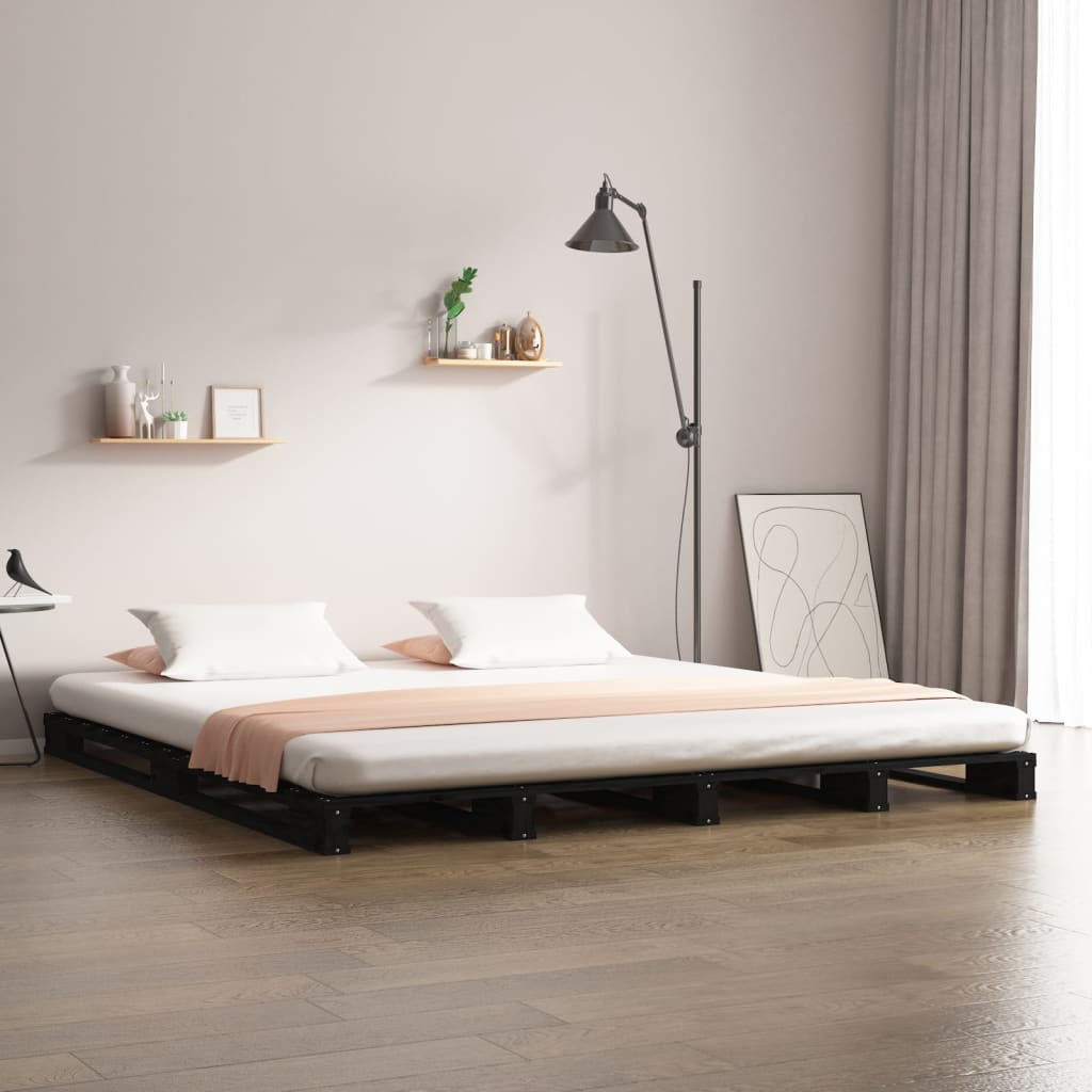 vidaXL kaubaalustest voodi, must, 140 x 190 cm, männipuit
