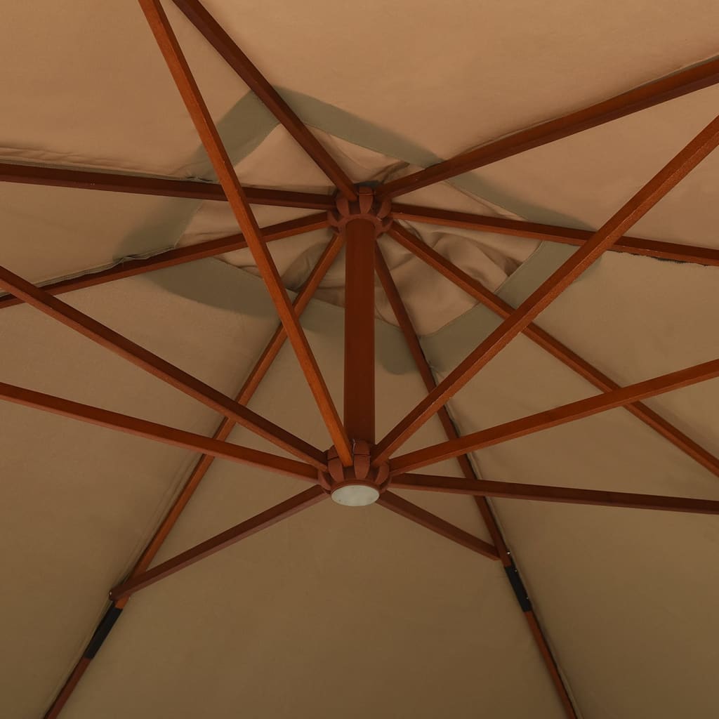 vidaXL päikesevari puitpostiga, 400 x 300 cm, pruunikashall