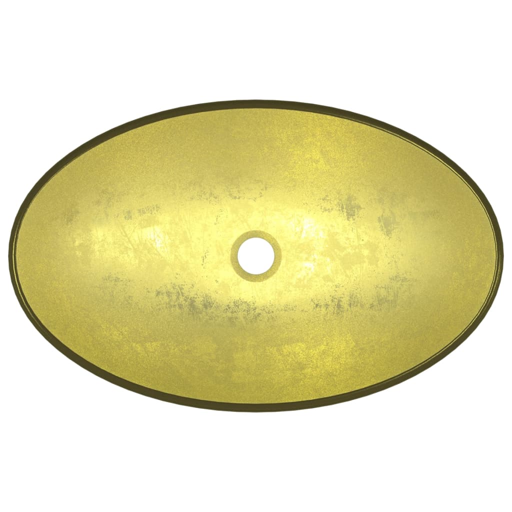 vidaXL valamu, karastatud klaas, 54,5 x 35 x 15,5 cm, kuldne