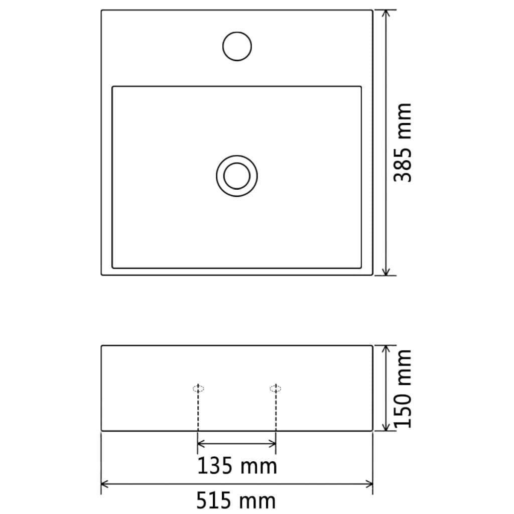 vidaXL keraamiline valamu kraaniavaga 51,5 x 38,5 x 15 cm valge
