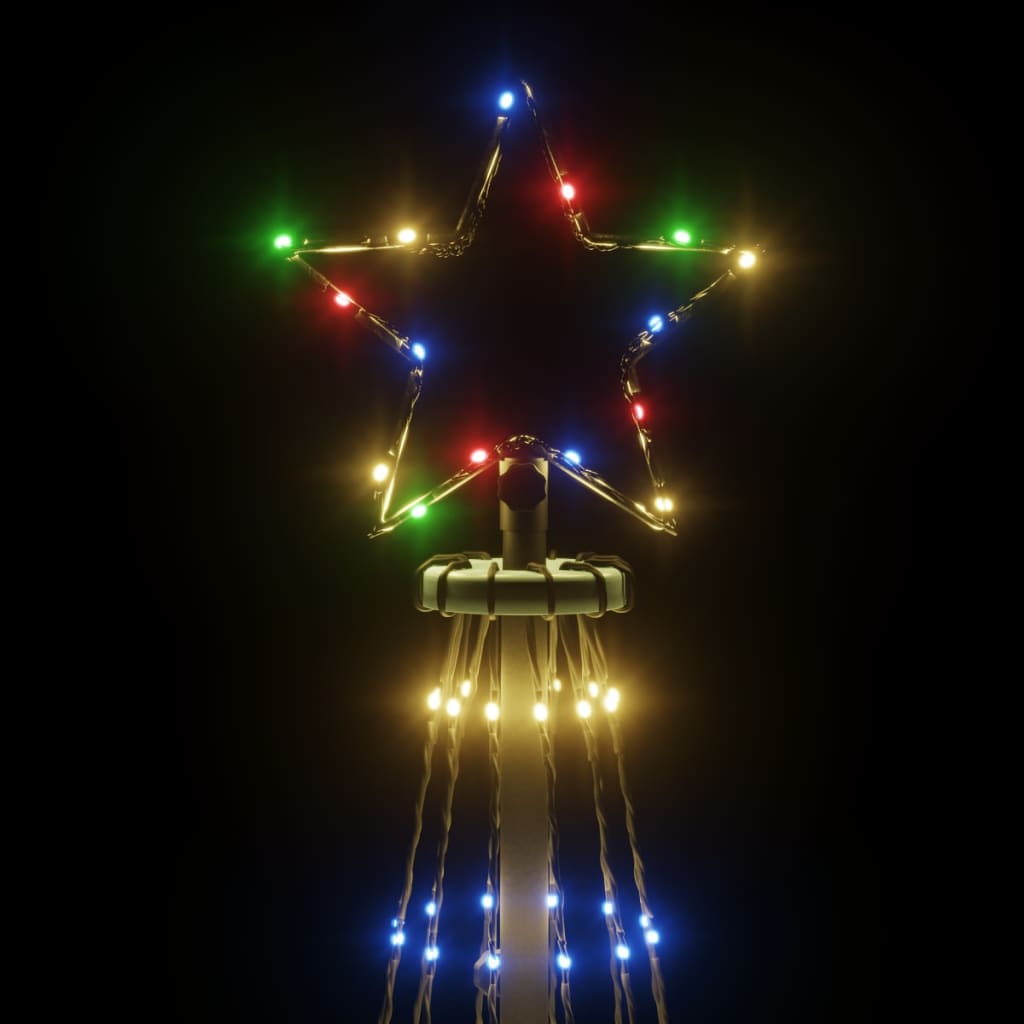 vidaXL jõulupuu vaiaga, värvilised 732 LEDi, 500 cm