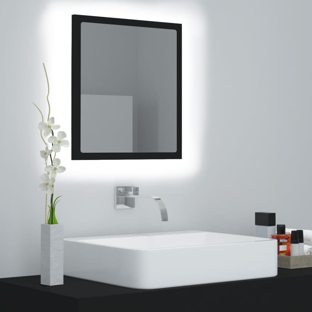 vidaXL LED vannitoa peeglikapp, must, 40 x 8,5 x 37 cm, akrüül