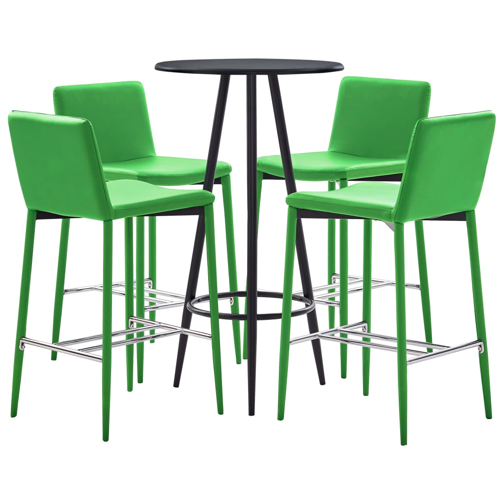 vidaXL 5-osaline baarikomplekt, kunstnahk, roheline