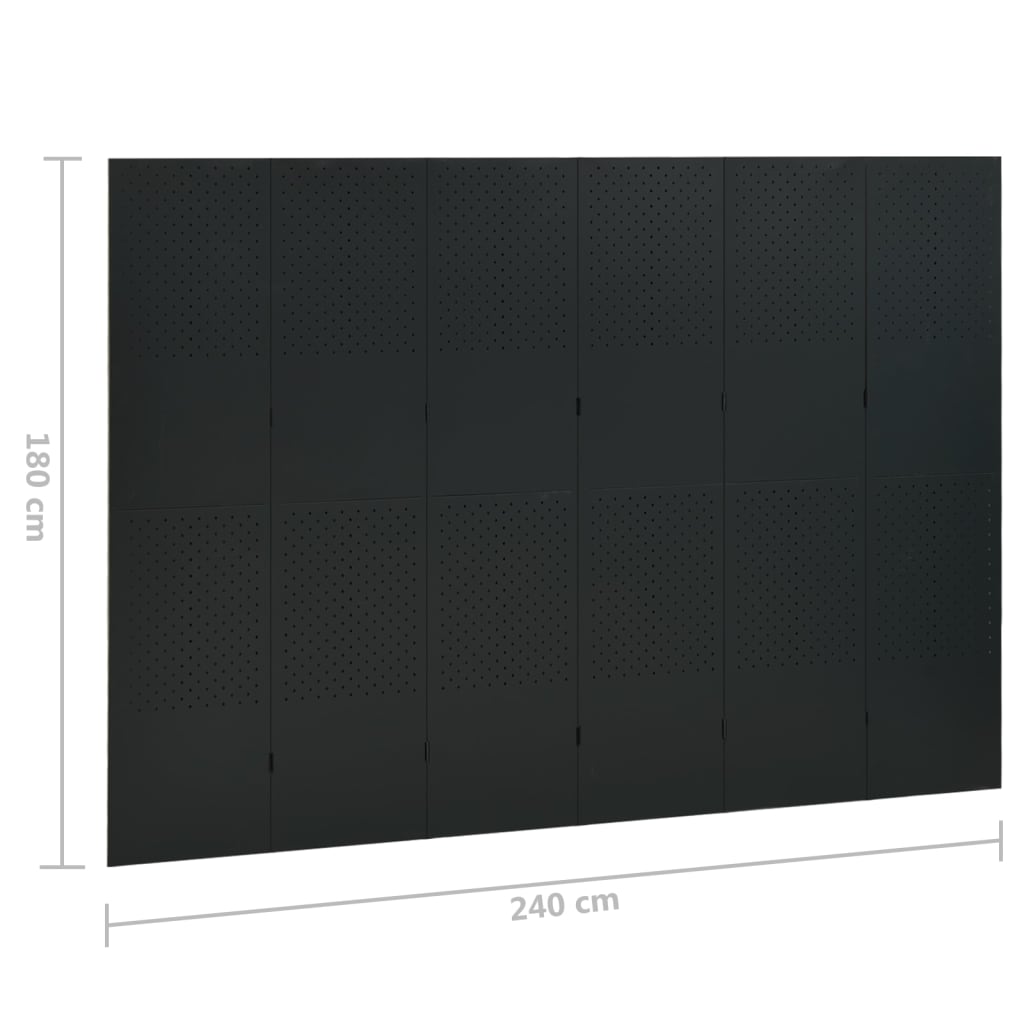 vidaXL 6 paneeliga ruumijagaja 2 tk, must, 240 x 180 cm, teras