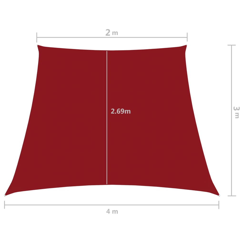 vidaXL oxford-kangast päikesepuri trapets, 2/4x3 m m punane
