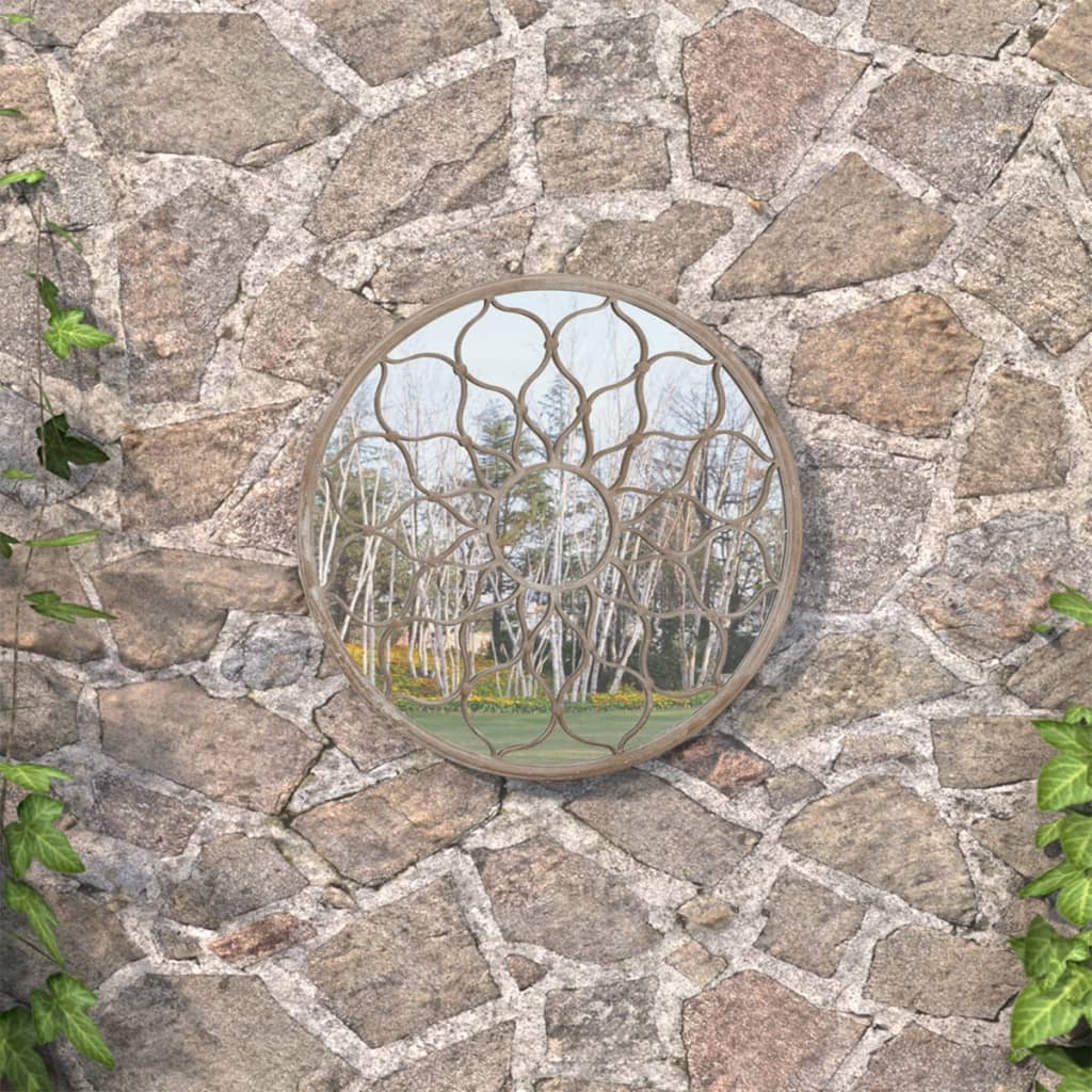 vidaXL aiapeegel, beež, 60x3 cm, ümmargune, raud, õues kasutamiseks