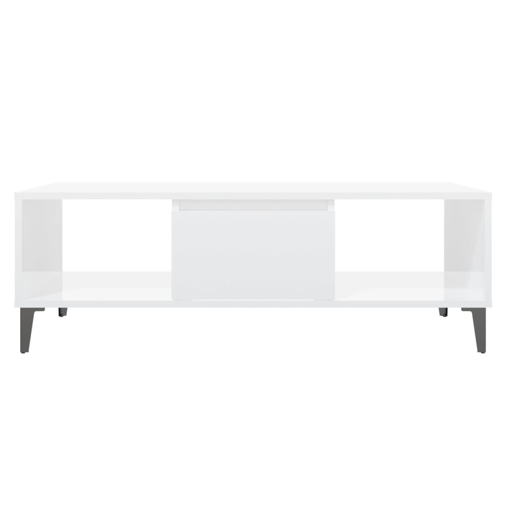 vidaXL kohvilaud, kõrgläikega valge, 103,5x60x35 cm, puitlaastplaat