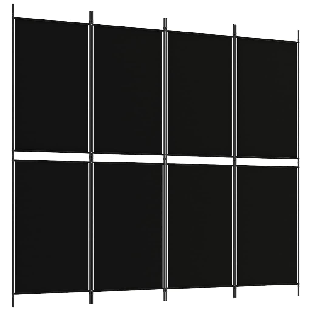 vidaXL 4 paneeliga ruumijagaja, must, 200 x 180 cm, kangas