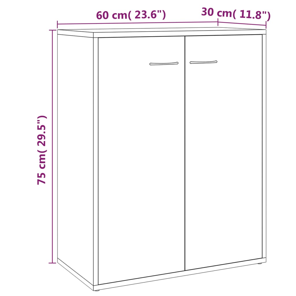 vidaXL puhvetkapp, hall Sonoma tamm, 60 x 30 x 75 cm, tehispuit