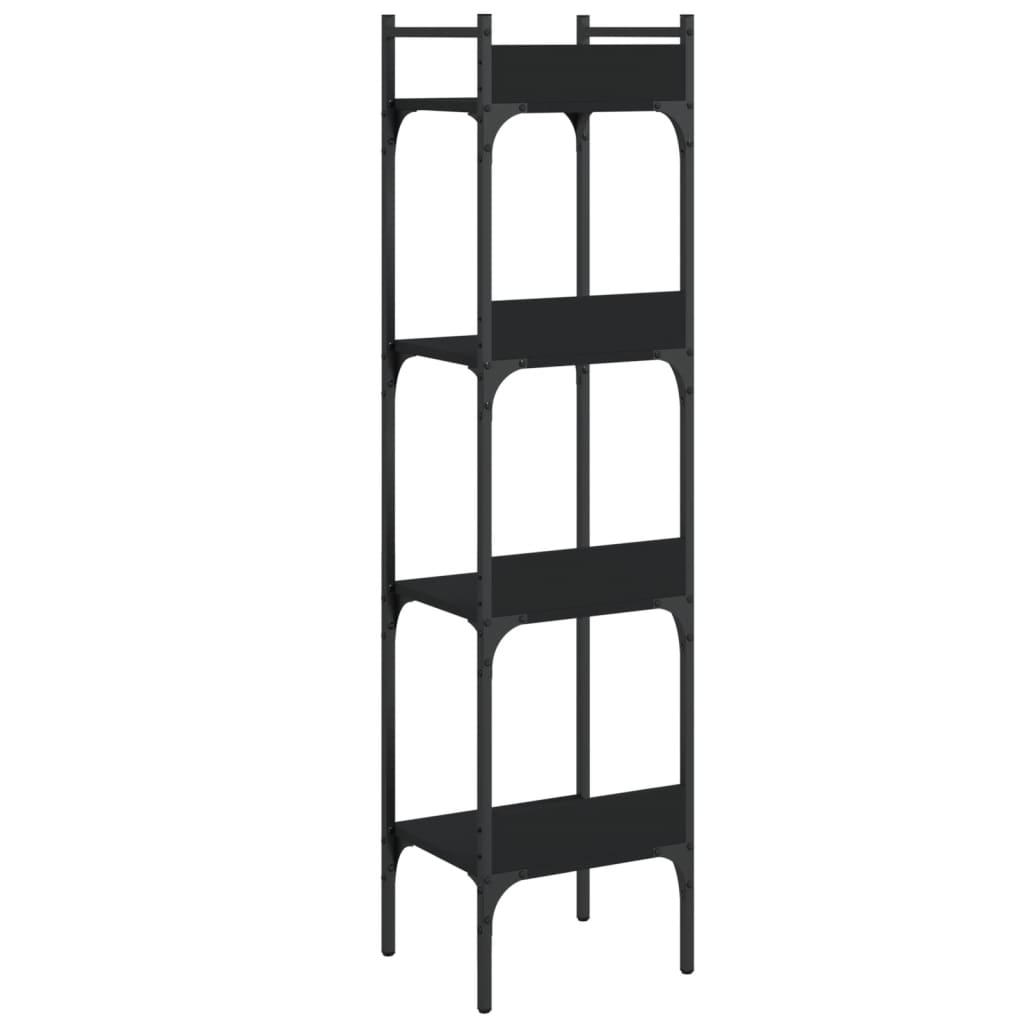 vidaXL raamaturiiul 4-korruseline, must, 35 x 30 x 138,5 cm, tehispuit