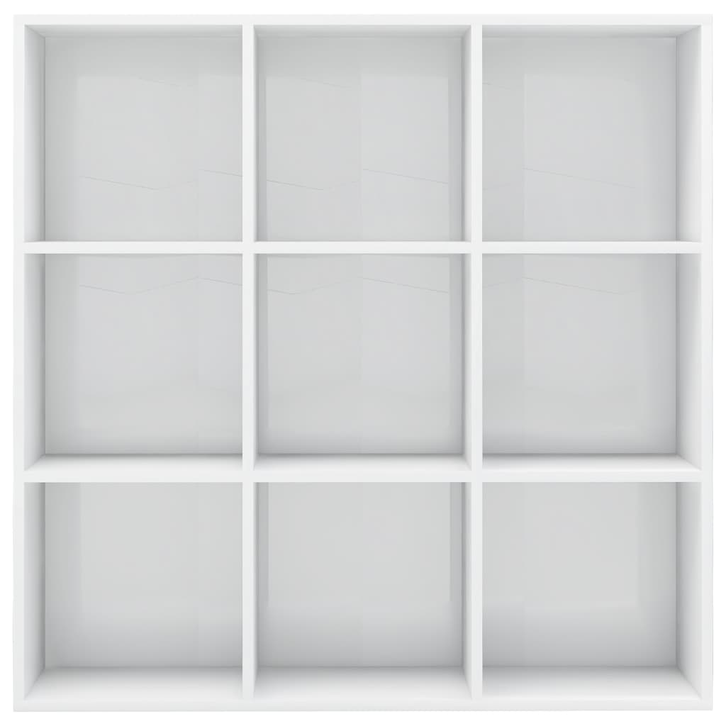 vidaXL raamaturiiul, kõrgläikega valge 98 x 29 x 97,5 cm tehispuit