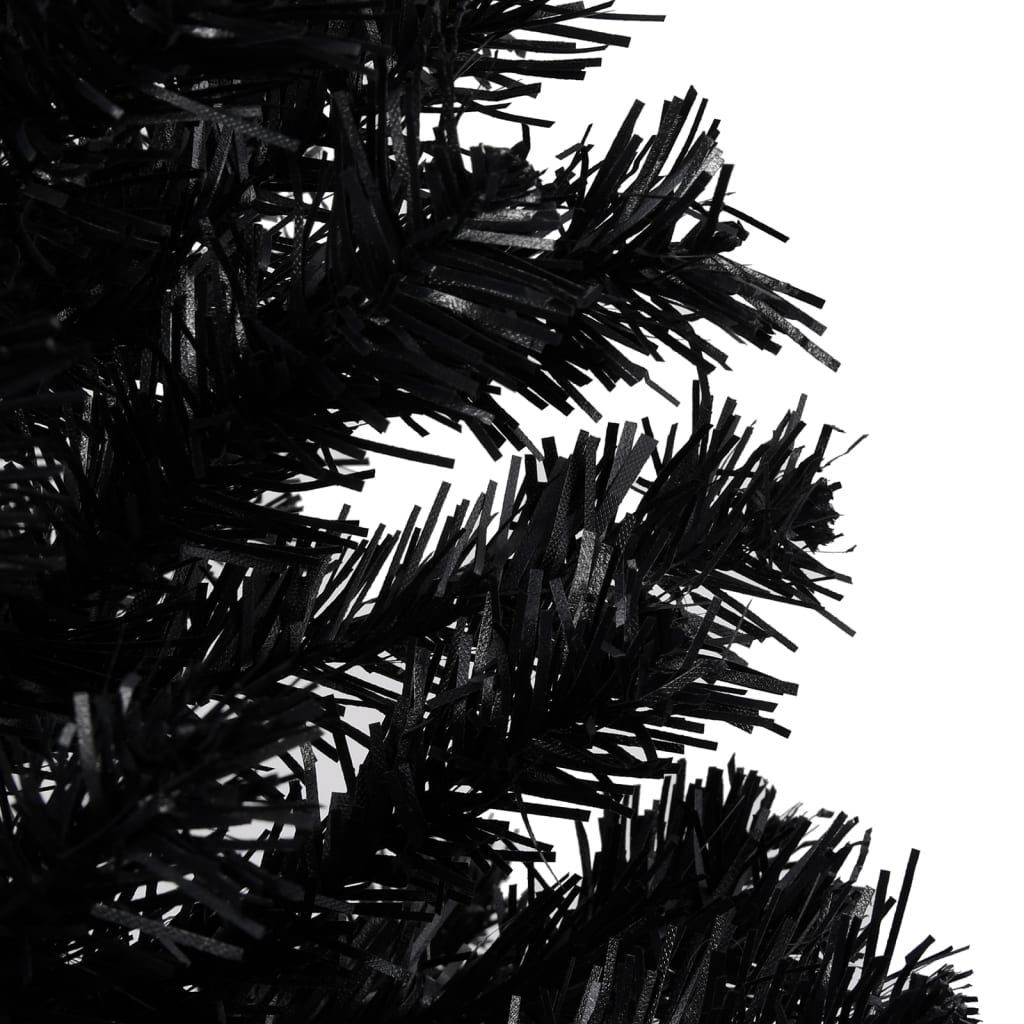 vidaXL valgustusega kunstkuusk kuulidega, must, 180 cm, PVC