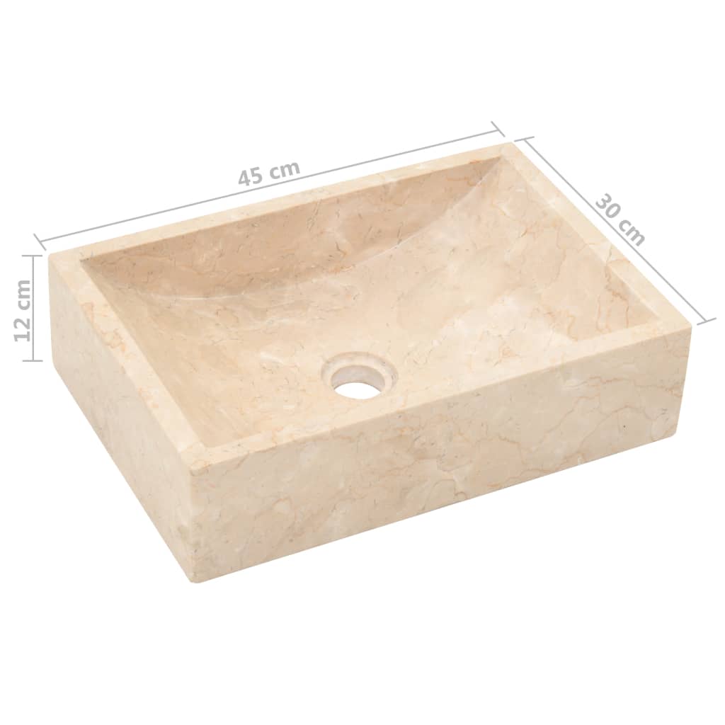 vidaXL vannitoakapp, tiikpuu, valamuga, marmor, kreemjas