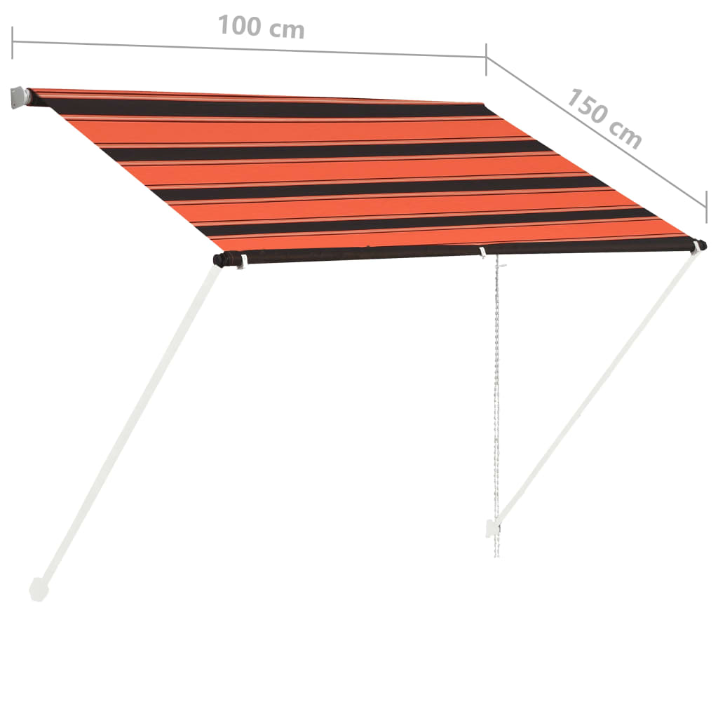 vidaXL sissetõmmatav varikatus, 100 x 150 cm, oranž ja pruun