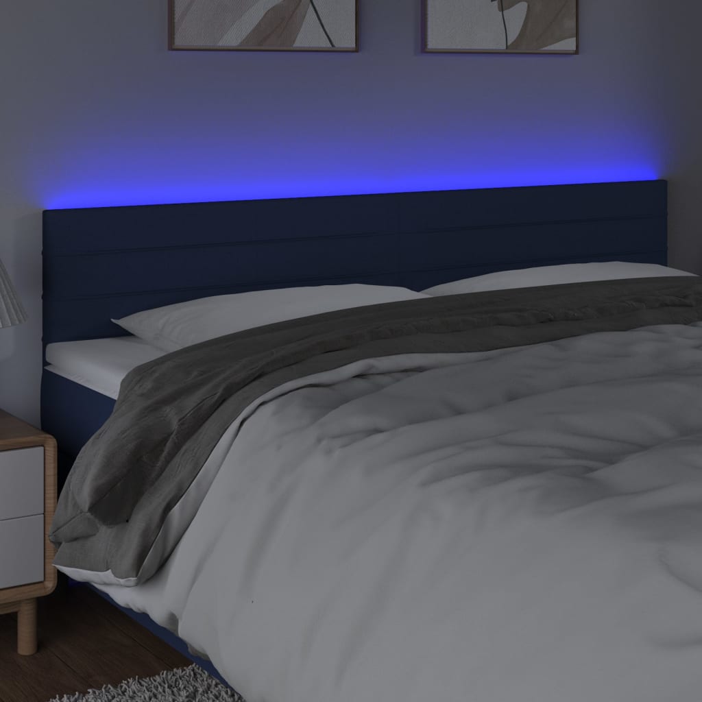 vidaXL LED-voodipeats, sinine, 160x5x78/88 cm, kangas