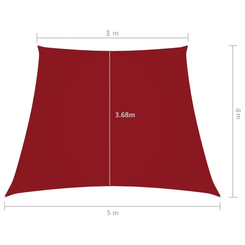 vidaXL oxford-kangast päikesepuri trapets, 3/5x4 m, punane