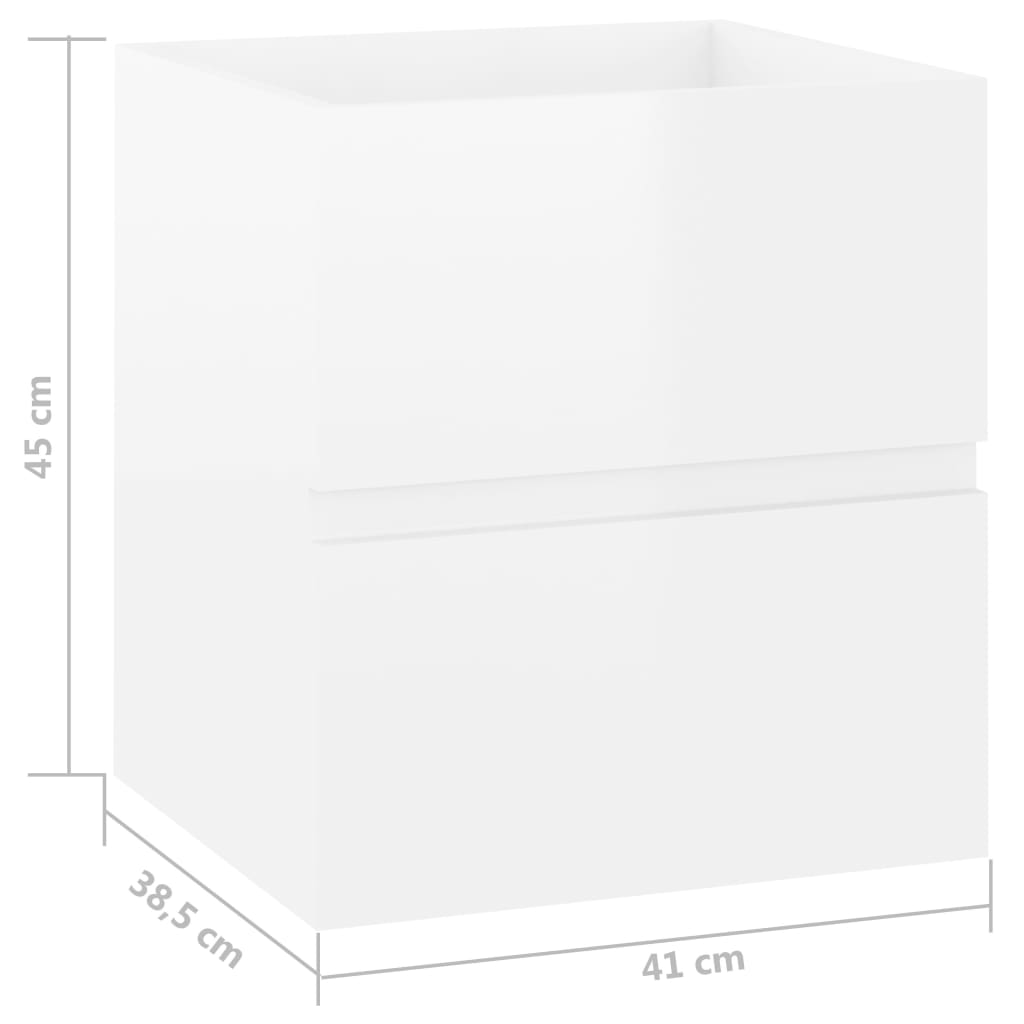 vidaXL valamukapp, kõrgläikega valge, 41x38,5x45 cm, puitlaastplaat