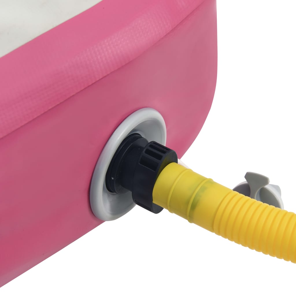vidaXL täispumbatav võimlemismatt pumbaga 500x100x20 cm PVC roosa