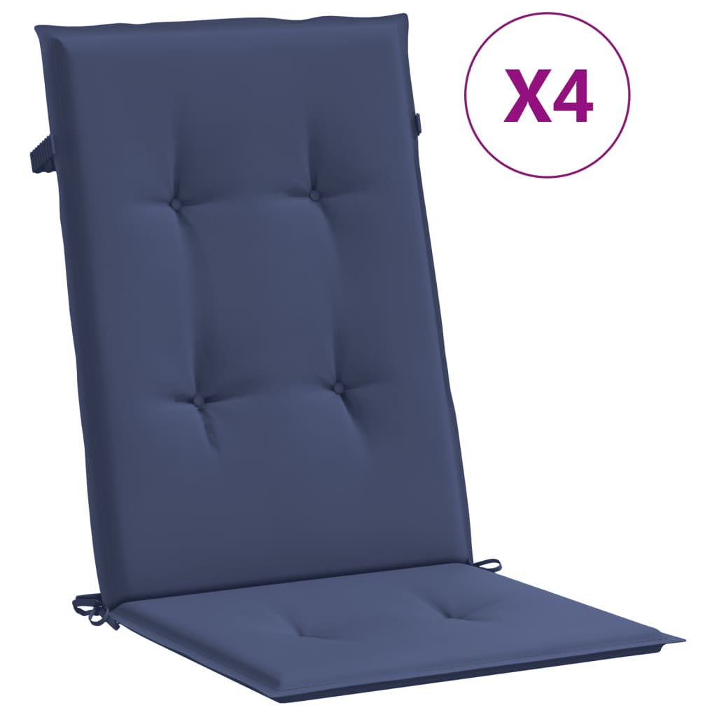 vidaXL kõrge seljatoega toolipadjad 4 tk, tumesinine, kangas