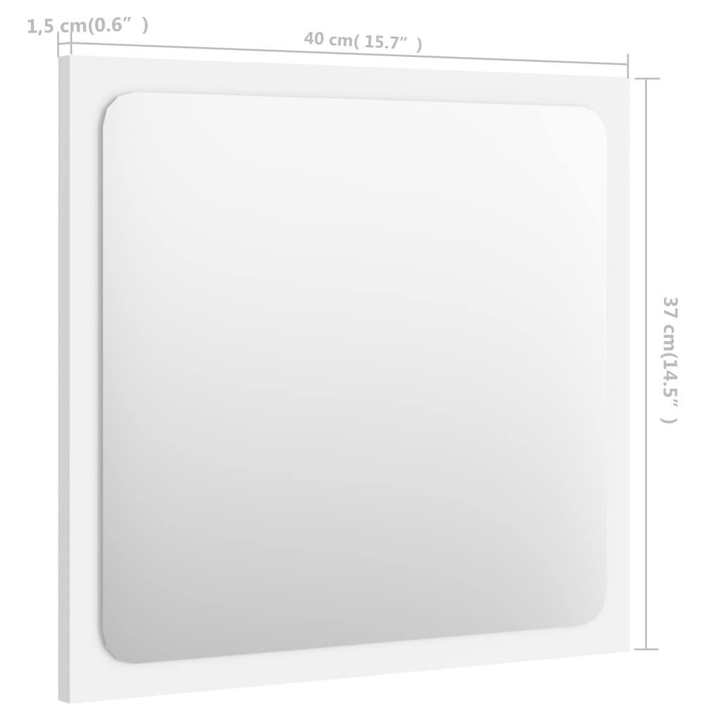 vidaXL vannitoa peegel, valge, 40 x 1,5 x 37 cm, puitlaastplaat
