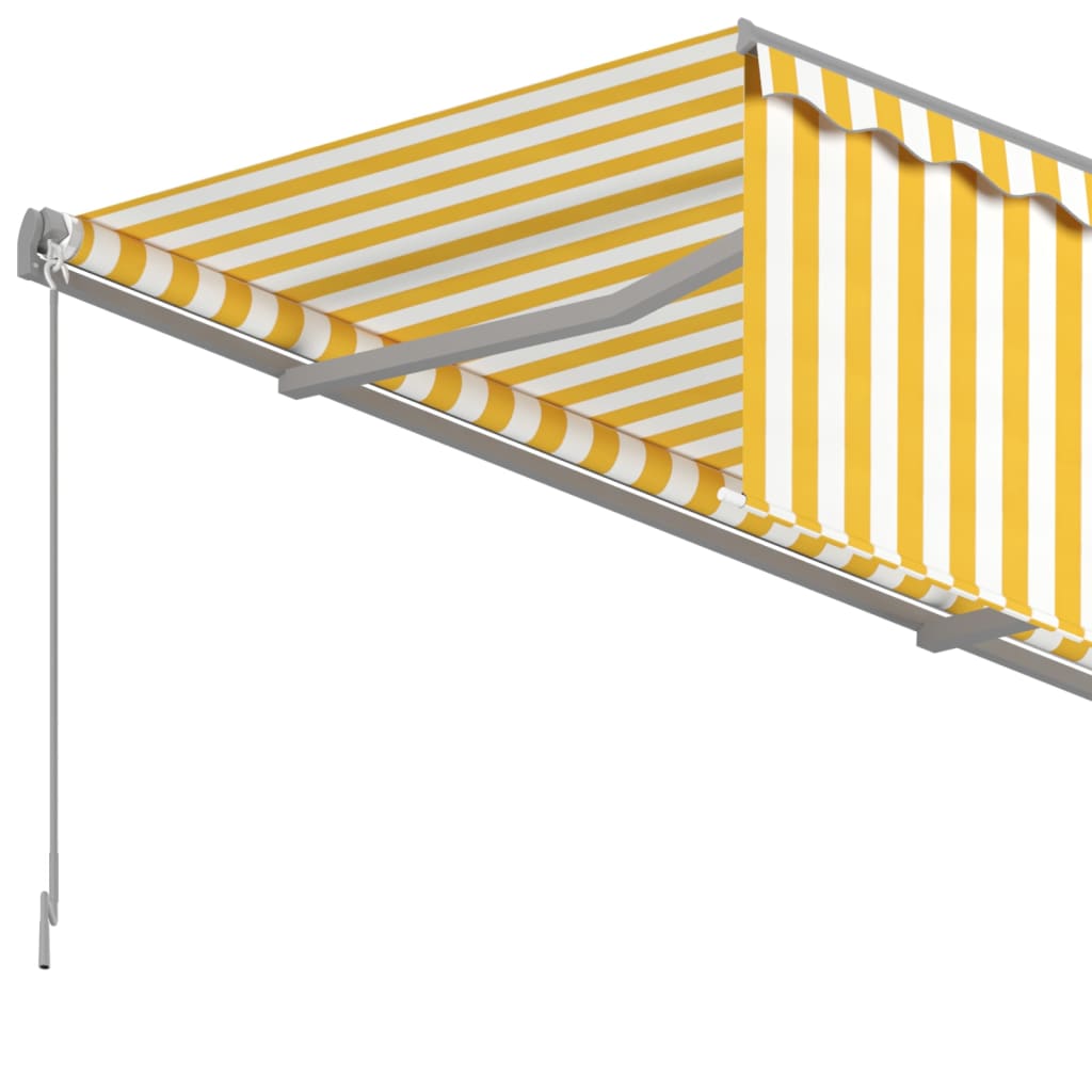 vidaXL automaatne varikatus rulooga, 6 x 3 m, kollane/valge