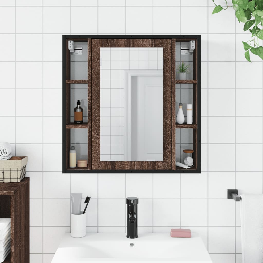 vidaXL vannitoa peegelkapp, pruun tamm, 60 x 16 x 60 cm, tehispuit