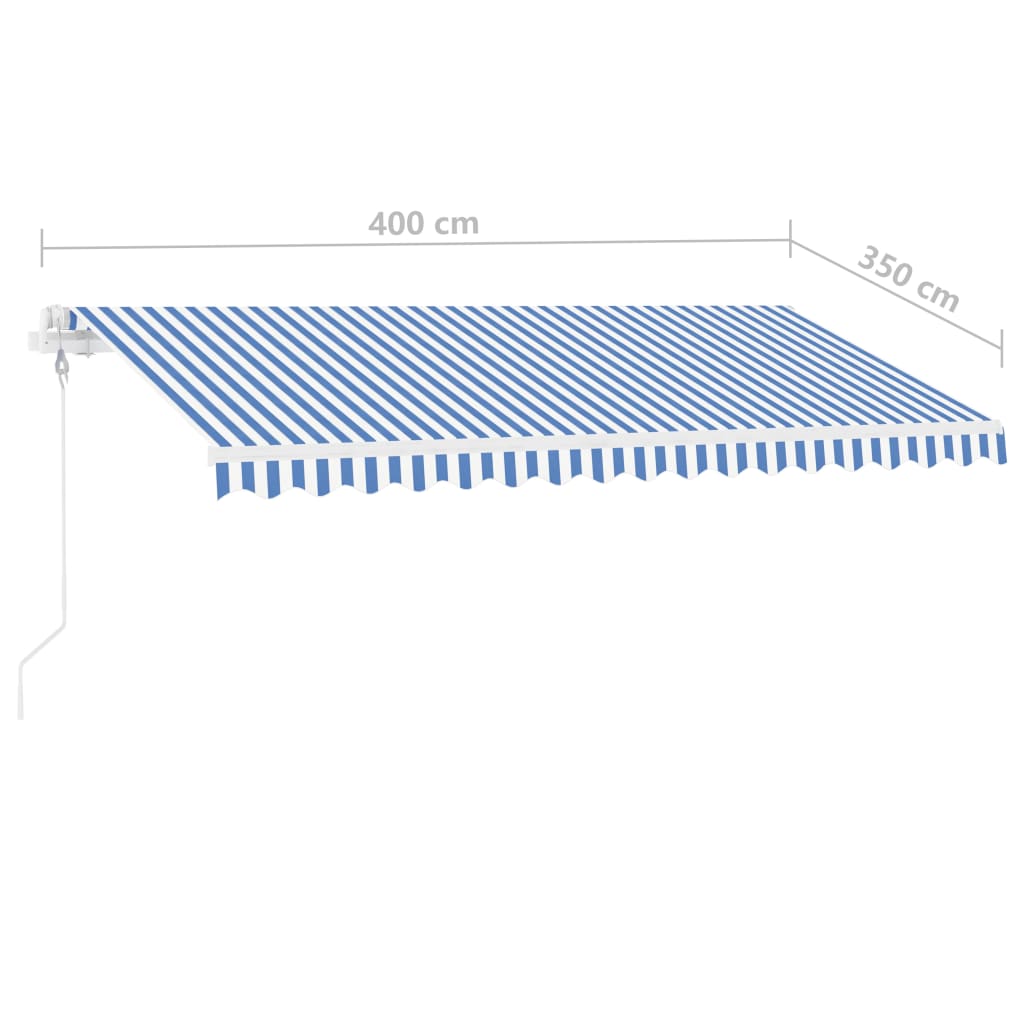 vidaXL iseseisev automaatne varikatus, 400 x 350 cm, sinine/valge