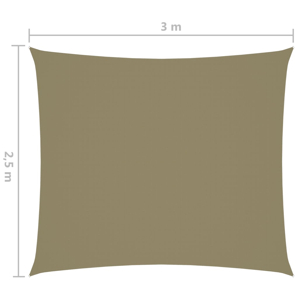 vidaXL oxford-kangast päikesepuri, ristkülikukujuline, 2,5 x 3 m, beež
