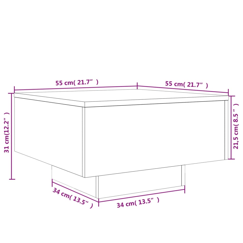 vidaXL kohvilaud, betoonhall, 55 x 55 x 31 cm, tehispuit