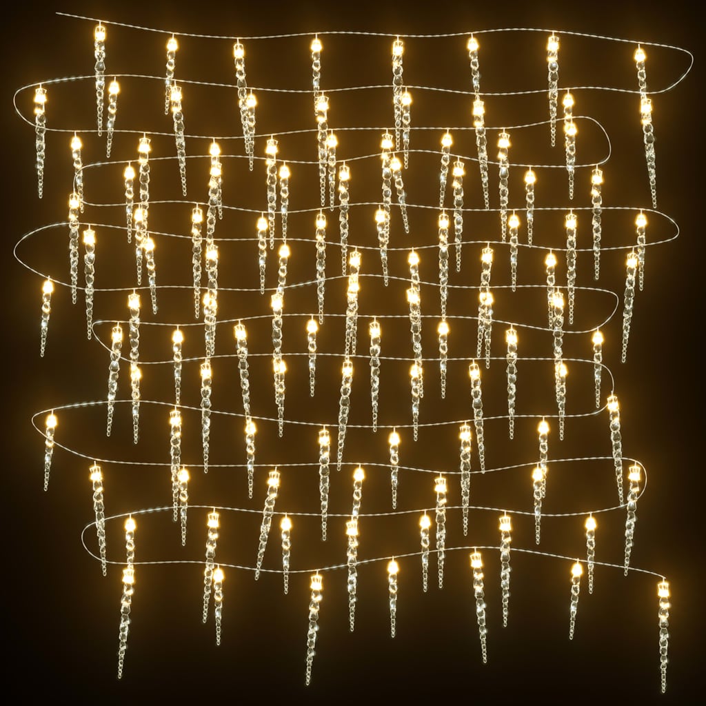 vidaXL jõulutuled jääpurikad 100 LEDiga, soe valge, 10 m, akrüül PVC