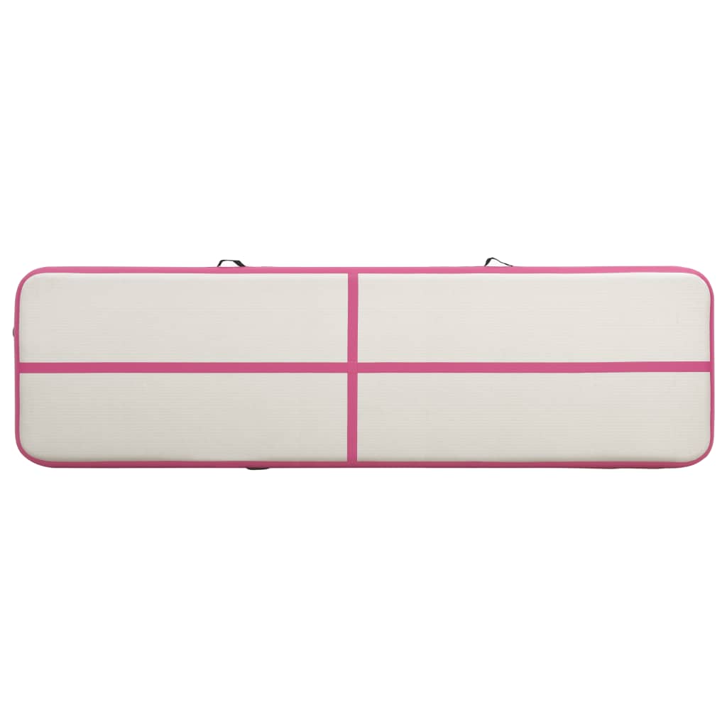 vidaXL täispumbatav võimlemismatt pumbaga 600x100x20 cm PVC roosa