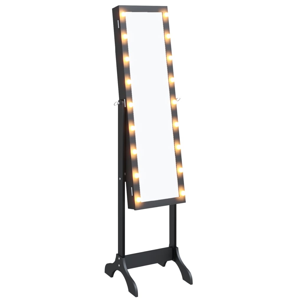 vidaXL eraldiseisev peegel LED-tuledega, must, 34 x 37 x 146 cm