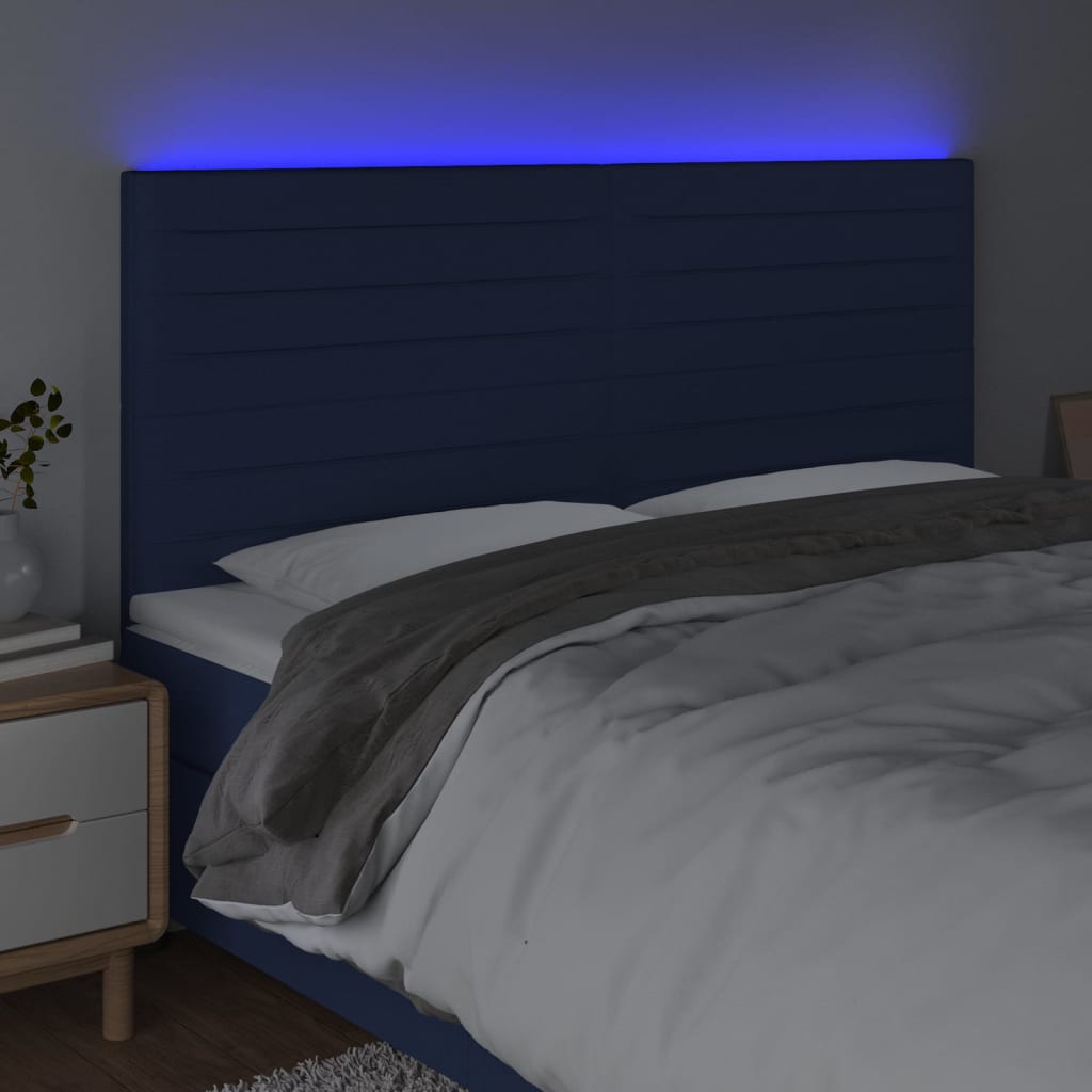 vidaXL LED-voodipeats, sinine, 160x5x118/128 cm, kangas