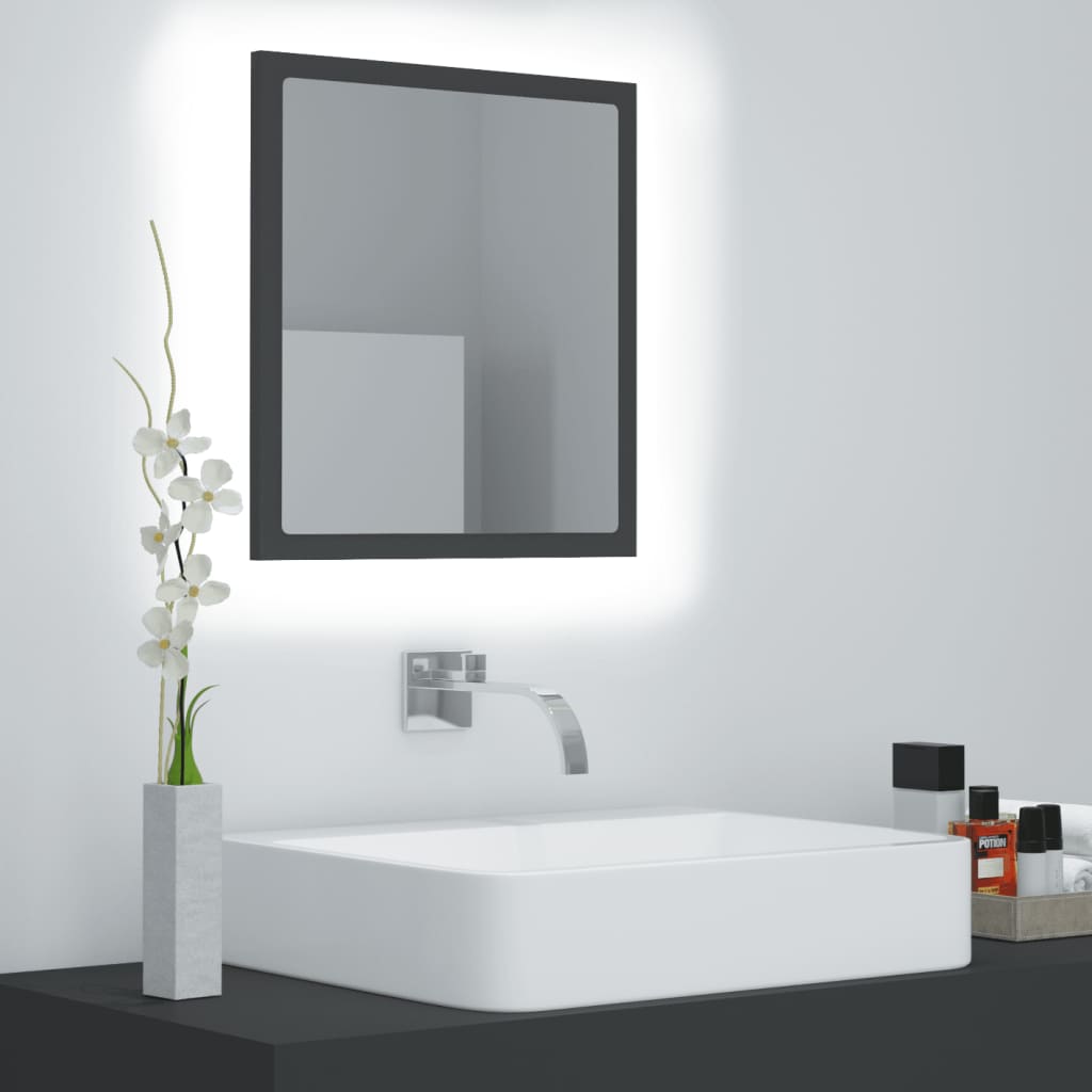vidaXL LED vannitoa peeglikapp, hall, 40 x 8,5 x 37 cm, akrüül