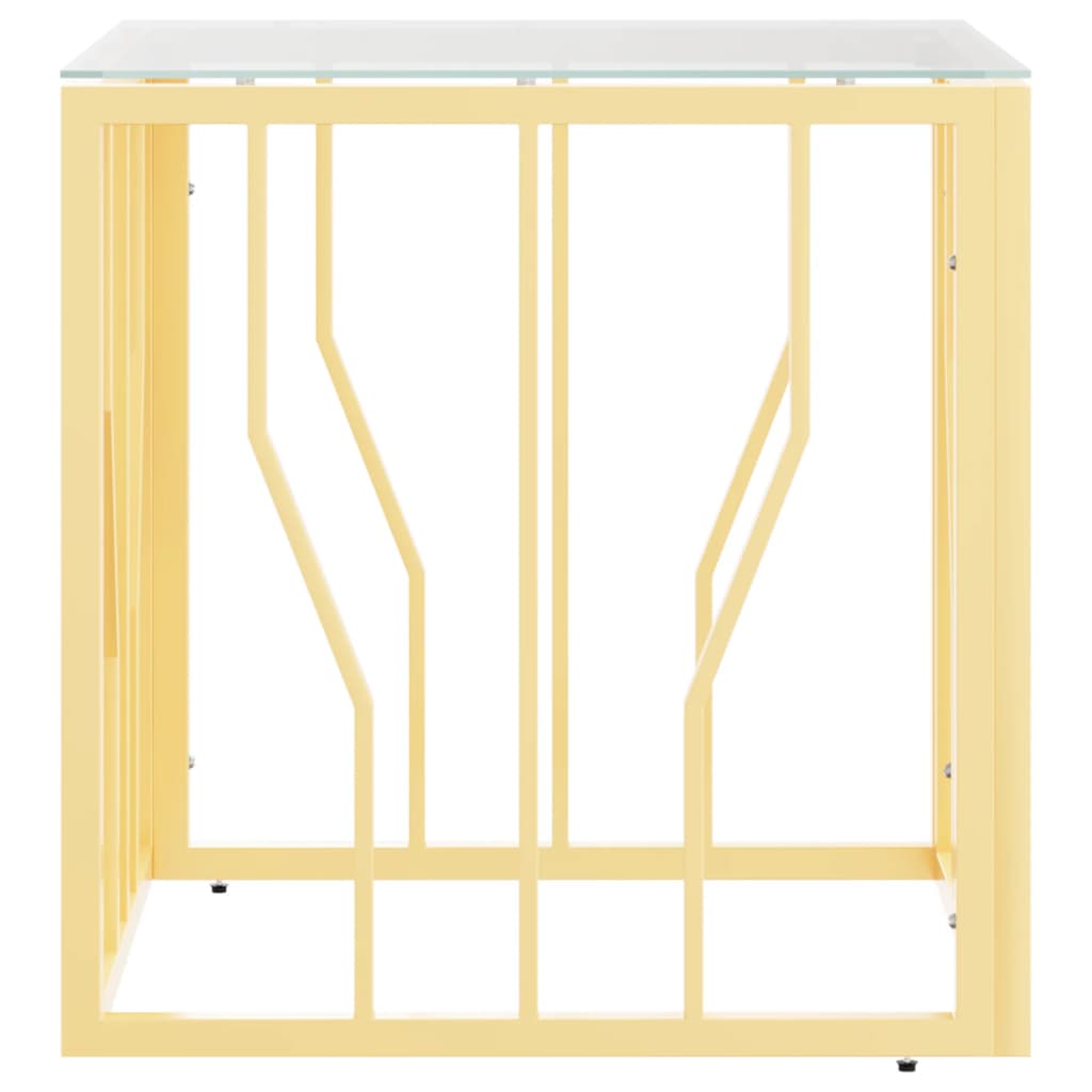 vidaXL kohvilaud, kuldne, 50x50x50 cm, roostevaba teras ja klaas