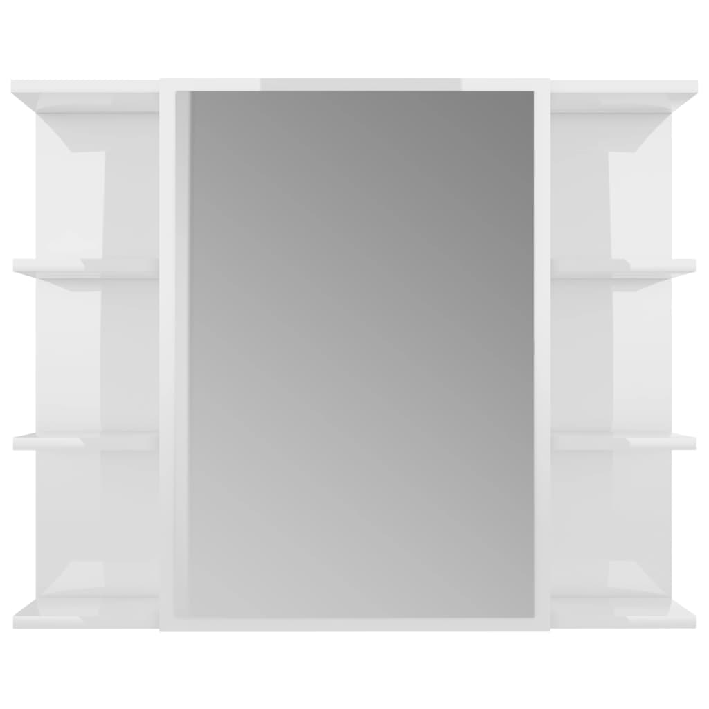 vidaXL peeglikapp kõrgläikega valge 80x20,5x64 cm puitlaastplaat
