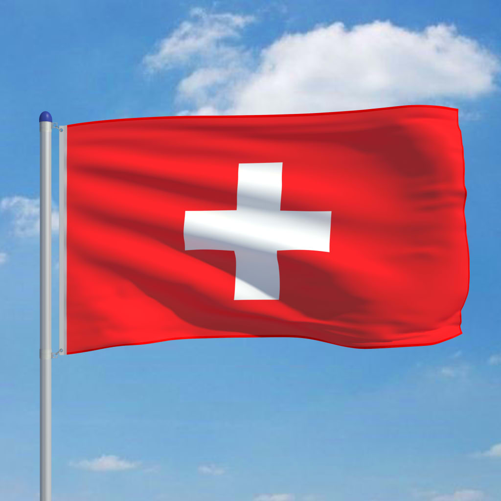 vidaXL Šveitsi lipp ja lipumast, alumiinium, 6 m