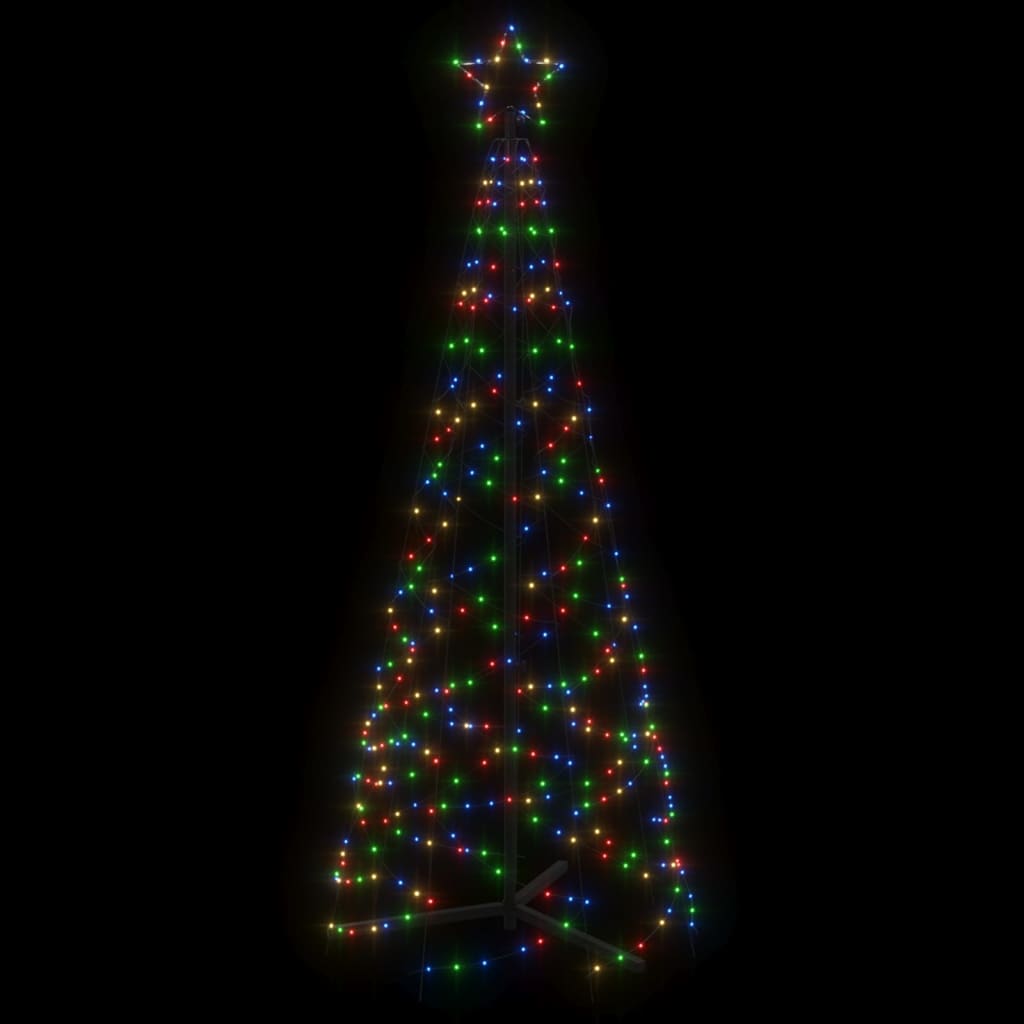 vidaXL koonusekujuline jõulupuu, värviline, 200 LEDi, 70 x 180 cm