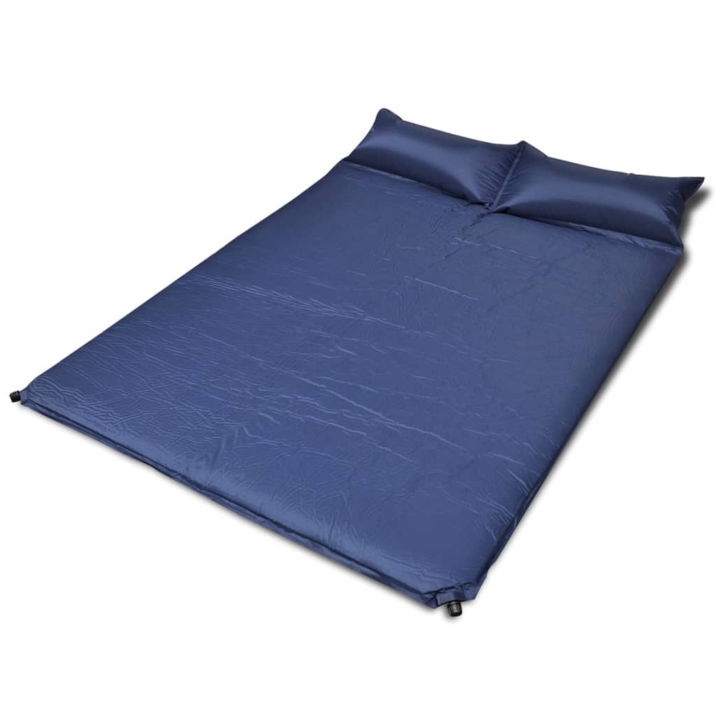 Sinine isetäituv magamismatt 190 x 130 x 5 cm must (kahekohaline)