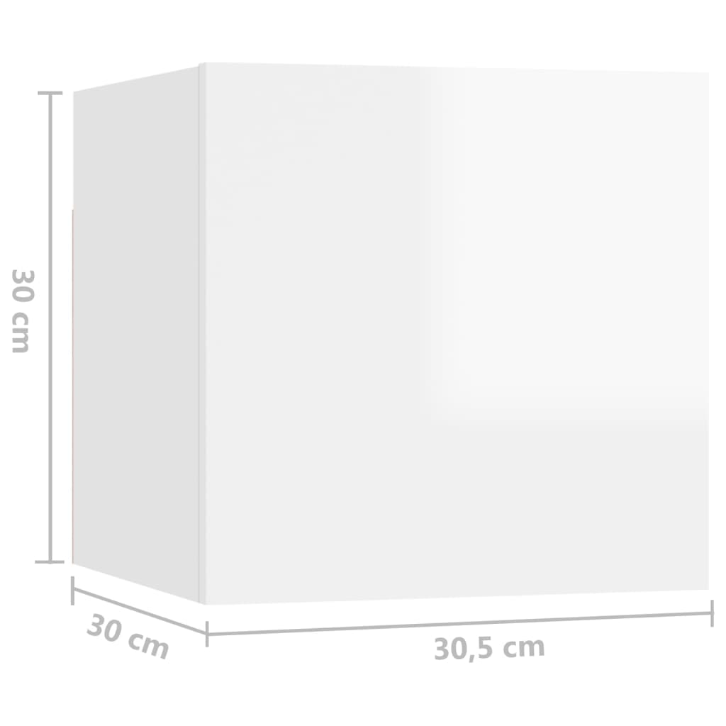 vidaXL öökapp, kõrgläikega valge, 30,5x30x30 cm, puitlaastplaat