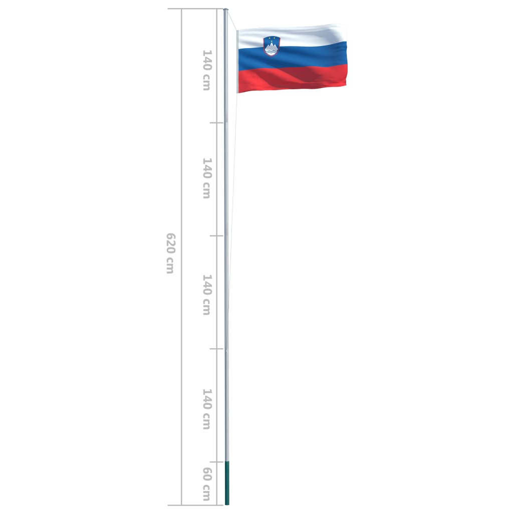 vidaXL Sloveenia lipp ja lipumast, alumiinium, 6,2 m