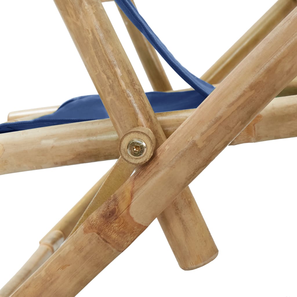 vidaXL allalastava seljatoega puhketool, tumesinine, bambus ja kangas