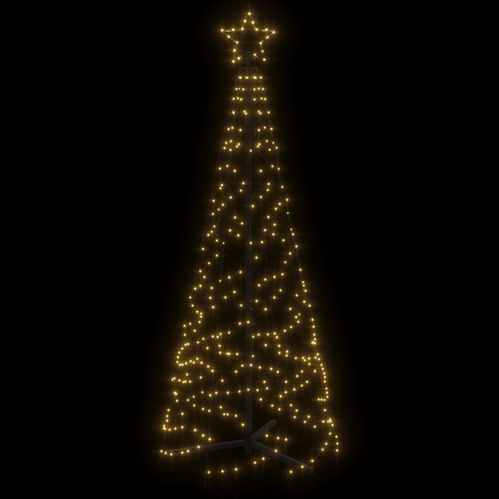 vidaXL koonusekujuline jõulupuu, soe valge, 200 LEDi, 70 x 180 cm