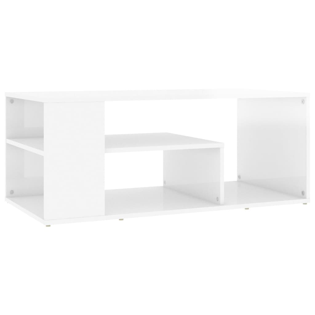 vidaXL kohvilaud, kõrgläikega, valge, 100x50x40 cm puitlaastplaat